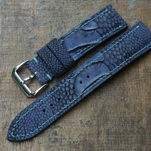 Dark Blue Ostrich Foot Leather Watch Strap. Quick Release Watch Band 15mm 16mm 17mm 18mm 19mm 20mm 21mm 22mm 23mm 24mm 25mm 26mm