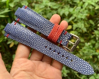 Correa de reloj de cuero Stingray azul para reloj Oris Aquis, reloj Tissot PRX, reloj Citizen Tsuyosa