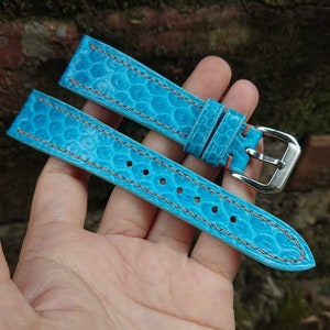 Turquoise Sea Snake Leather Watch Strap