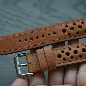 Tan Italy Leather Racing Watch Strap 14mm 15mm 16mm 17mm 18mm 19mm 20mm 21mm 22mm 23mm 24mm 25mm 26mm