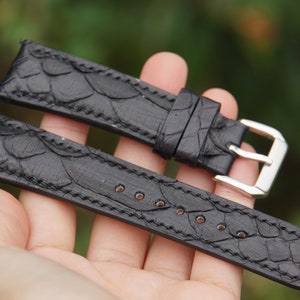 Custom Black Python Leather Watch Strap 21mm 22mm 23mm 24mm 26mm