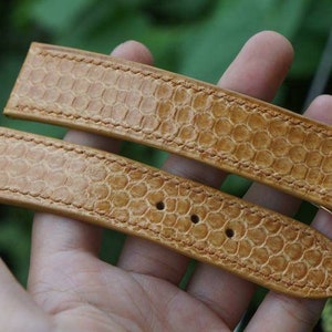 Gold Sea Snake Leather Watch Strap. Deployment Leather Watch Strap 15mm 16mm 17mm 18mm 19mm 20mm 21mm 22mm 23mm 24mm 25mm 26mm