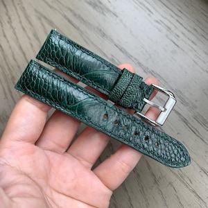 Glanzend groen struisvogelbeen lederen horlogebandje voor omega-horloge 18 mm 19 mm 20 mm 21 mm 22 mm 23 mm