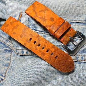 Frog leather watch strap. Exotic handmade leather watch strap.