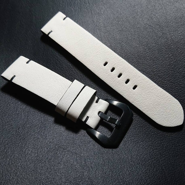 Custom White Leather Watch Strap For Panerai Watch 26mm 24mm 22mm 21mm 20mm 19mm 18mm 17mm 16mm 15mm