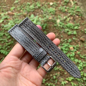 Dark Gray Sea Snake Leather Watch Strap. Blue Exotic Leather Watch Strap 14mm 15mm 16mm 17mm 18mm 19mm 20mm 21mm 22mm 23mm 24mm 26mm