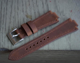 Correa de piel de becerro marrón para relojes Tissot PRX, Citizen Tsuyosa y Oris Aquis.