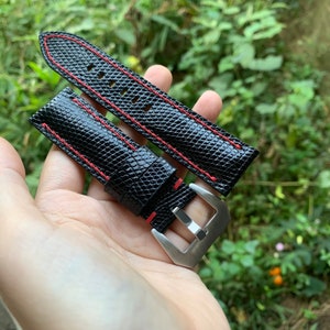Custom Black Lizard Leather Watch Strap 15mm 16mm 17mm 18mm 19mm 20mm 21mm 22mm 23mm 24mm 26mm