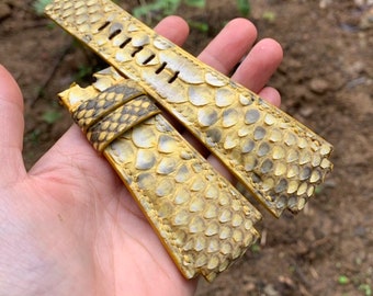 Bell&Ross Watch Strap - Custom Yellow Python Leather Watch Strap