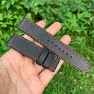 Custom Black Vintage Leather Watch Strap