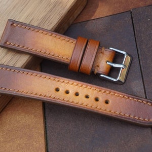 Vintage Leather Watch Strap. Handmade Watch Strap. Patina Brown Leather Watch Bands