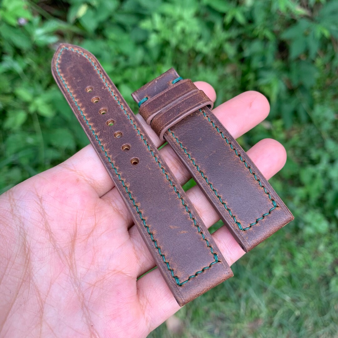Custom Brown Vintage Leather Watch Strap Etsy