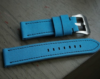 Blue Sailcloth Watch Strap 15mm 16mm 17mm 18mm 19mm 20mm 21mm 22mm 23mm 24mm 26mm