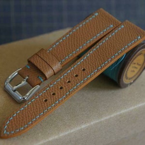 Gold Epsom Leather Watch Strap. France Calf Leather Watch Strap 15mm 16mm 17mm 18mm 19mm 20mm 21mm 22mm 23mm 24mm 25mm 26mm