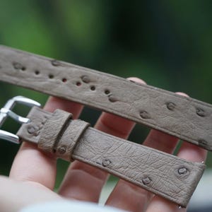 Custom Taupe Ostrich Leather Watch Strap 15mm 16mm 17mm 18mm 19mm 20mm 21mm 22mm 23mm 24mm 26mm