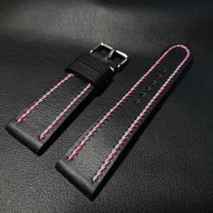 Custom Black Leather Watch Strap. Soft Leather Watch Bands 15mm 16mm 17mm 18mm 19mm 20mm 21mm 22mm 23mm 24mm 26mm