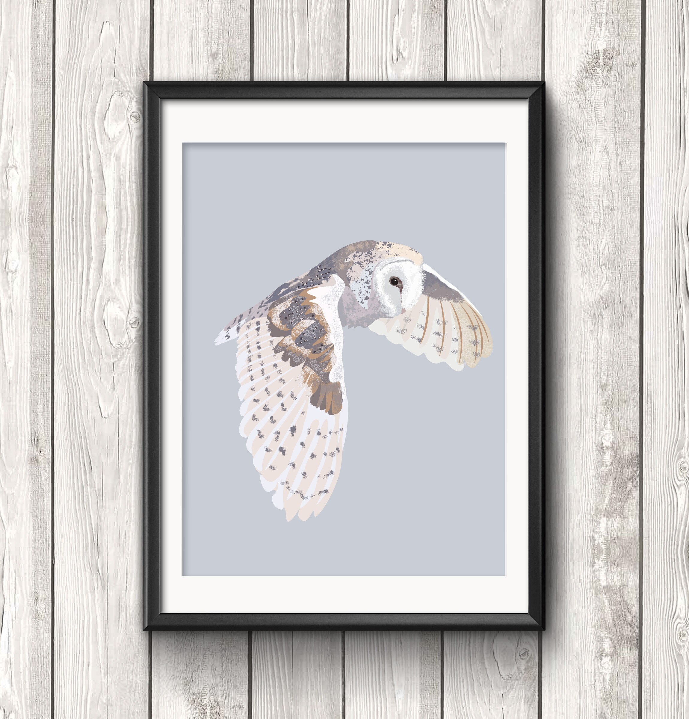 Owl Wall Art Wall Art Barn Owl Illustration Bird Print Etsy