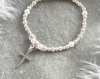 Holy Communion / Christening Pearl Silver Plated Children’s Bracelet