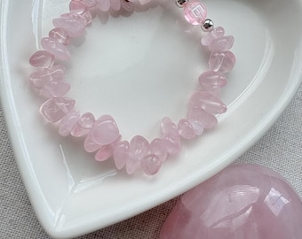 Children's Rose Quartz Crystal Bracelet: Personalized Initial Bracelet