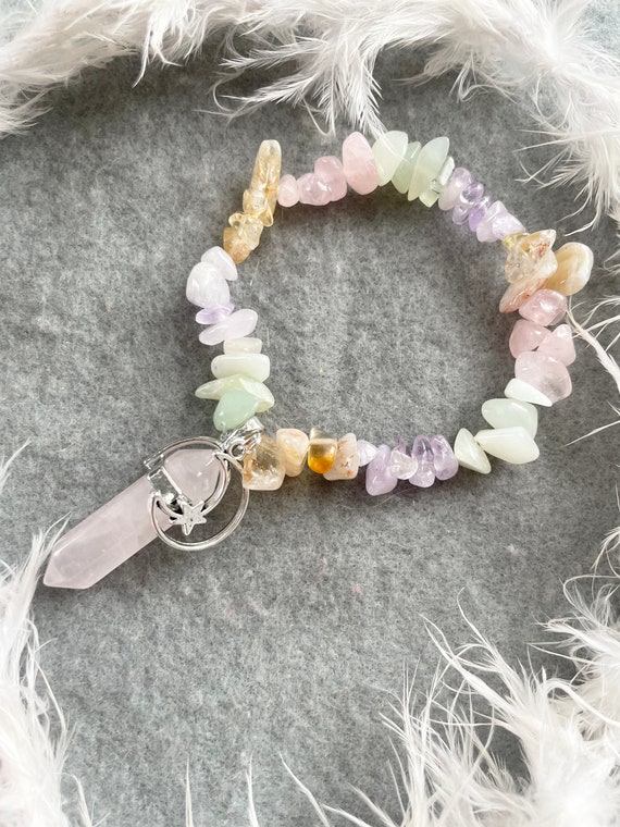 Rose Quartz, Citrine, Olive Jade and Cape Amethyst Crystal