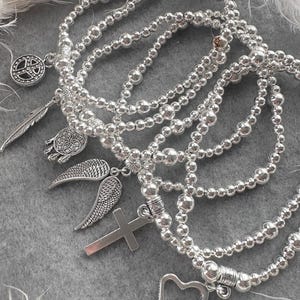 Handmade Silver Plated Charm Bracelet Stack: Meaningful Charms