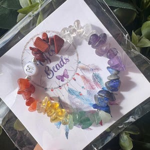 Personalized 7 Chakra Crystal Bracelet - Reiki Balancing for Children image 1