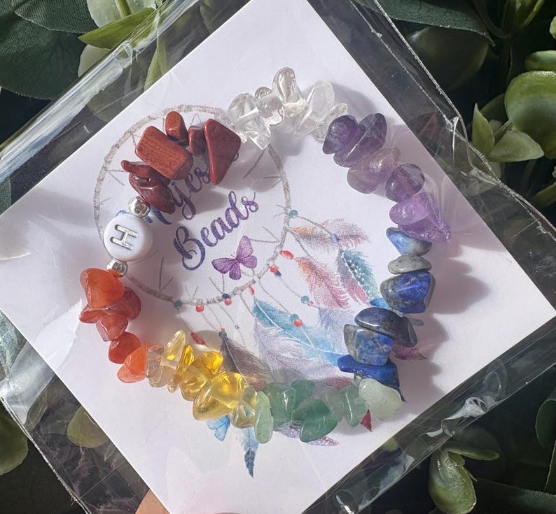 Personalized 7 Chakra Crystal Bracelet - Reiki Balancing for Children image 1