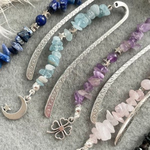 Metal Crystal Bookmark with Charm / Book Accessory / Book Worm Gift / Bookmark / Birthday Gift