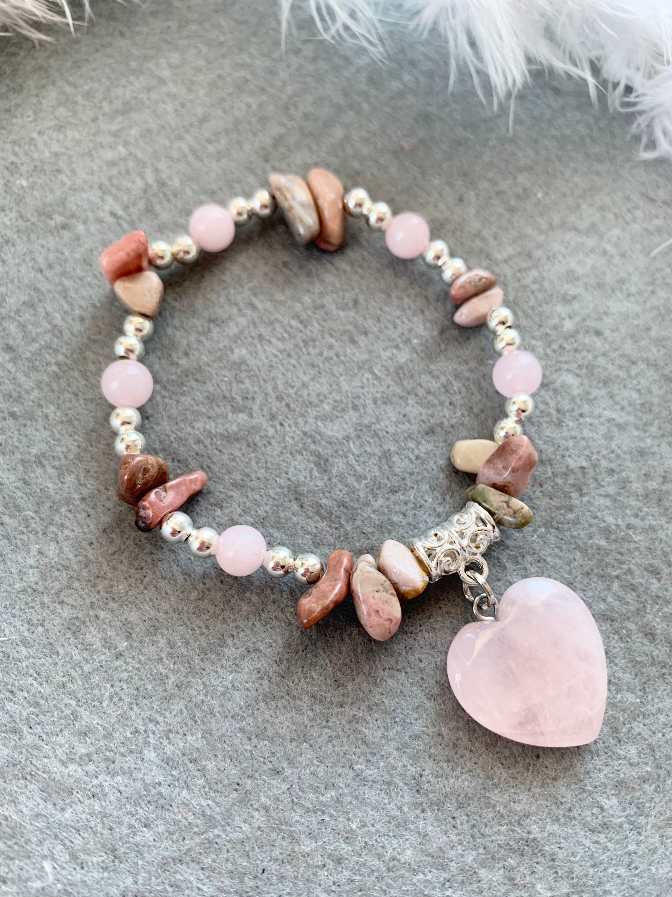 Rhodonite & Rose Quartz Bracelet | Etsy