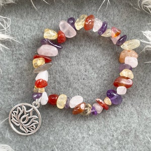 Carnelian, Citrine, Amethyst, Rose Quartz Crystal Bracelet