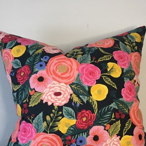 Linen Pillow Cover - English Garden Juliet Rose in navy - Rifle Paper Co.