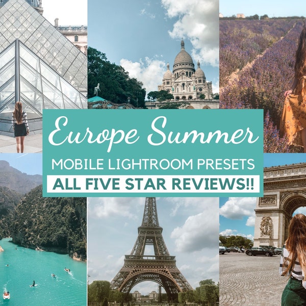 10 Lightroom Mobile Preset Travel (Europe Summer) - SUBTLE Preset, Bright Summer Travel Influencer Filter, blogger mobile preset for travel