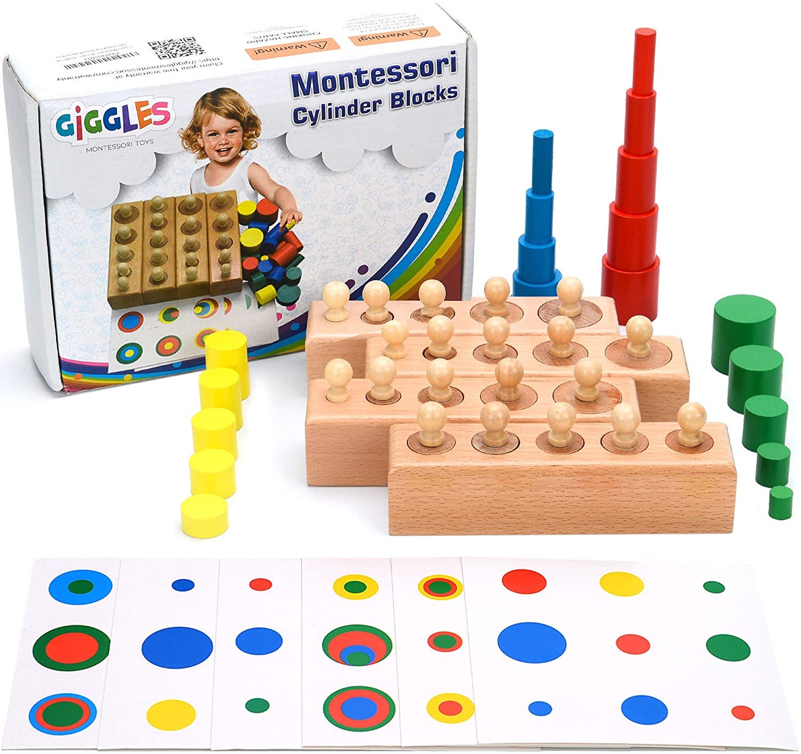 Cylinder Montessori Blocks Knobbed Cylinders Wooden Materials Etsy