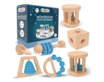 BLUE Montessori Toys 0-6 Months Boy Wooden Baby Toy, Sensory Toy, Gifts For Babies, Baby Toys, New Baby Gift, Toy for Newborn, Infants Toys