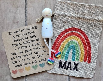 Worry doll || (style1), peg doll, anxiety gift, rainbow colours worry doll, personalised worry doll