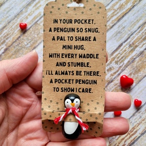 Pocket penguin pal || penguin lover gift, small gift for friend, pocket pal, thinking of you gift, mental health , anxiety gift, worry doll