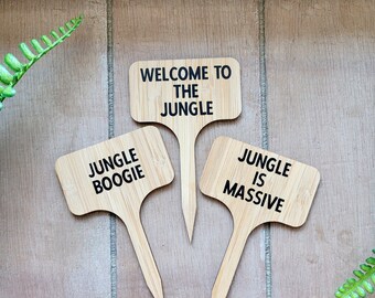 Set of 3 Plant Signs || jungle, novelty plant sign, plant gift, indoor plant decoration, gift for gardener, plant Mum gift, token gift