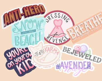 Taylor Swiftie Stickers - Lavender Haze - Midnights Stickers - Karma is a Cat - Waterproof Sticker Set Taylor Fan - You're on your own kid