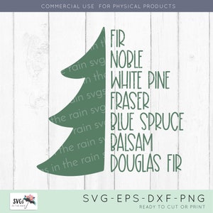 Christmas tree SVG - Evergreen Tree - Evergreen cut file - Half Christmas Tree - Half tree with Words  - Types of Christmas Trees - Tree svg