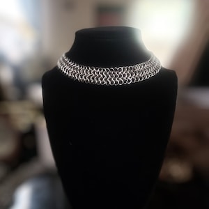 European 4-in-1 Chainmail Weave Choker Necklace, Many Sizes Available, Comfortable and Versatile Adjustable Necklace, Stainless Steel