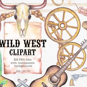 Wild West clipart.Drawn clipart.Cowboys Clipart.Western Clipart.Skull Clipart.Cactus Clipart.Frame clipart.