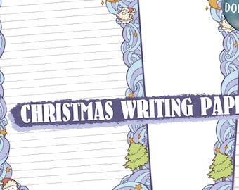 Christmas Writing Paper for Seasonal Greetings / A4 Stationary Download for Print at Home / Digital Stationary Paper