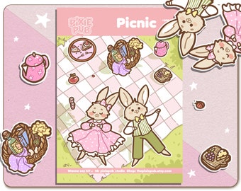Bunny "Picnic" Mini Sticker Sheet