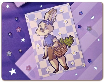 A6 Mini Print "Summer Bunny" - Postcard Size