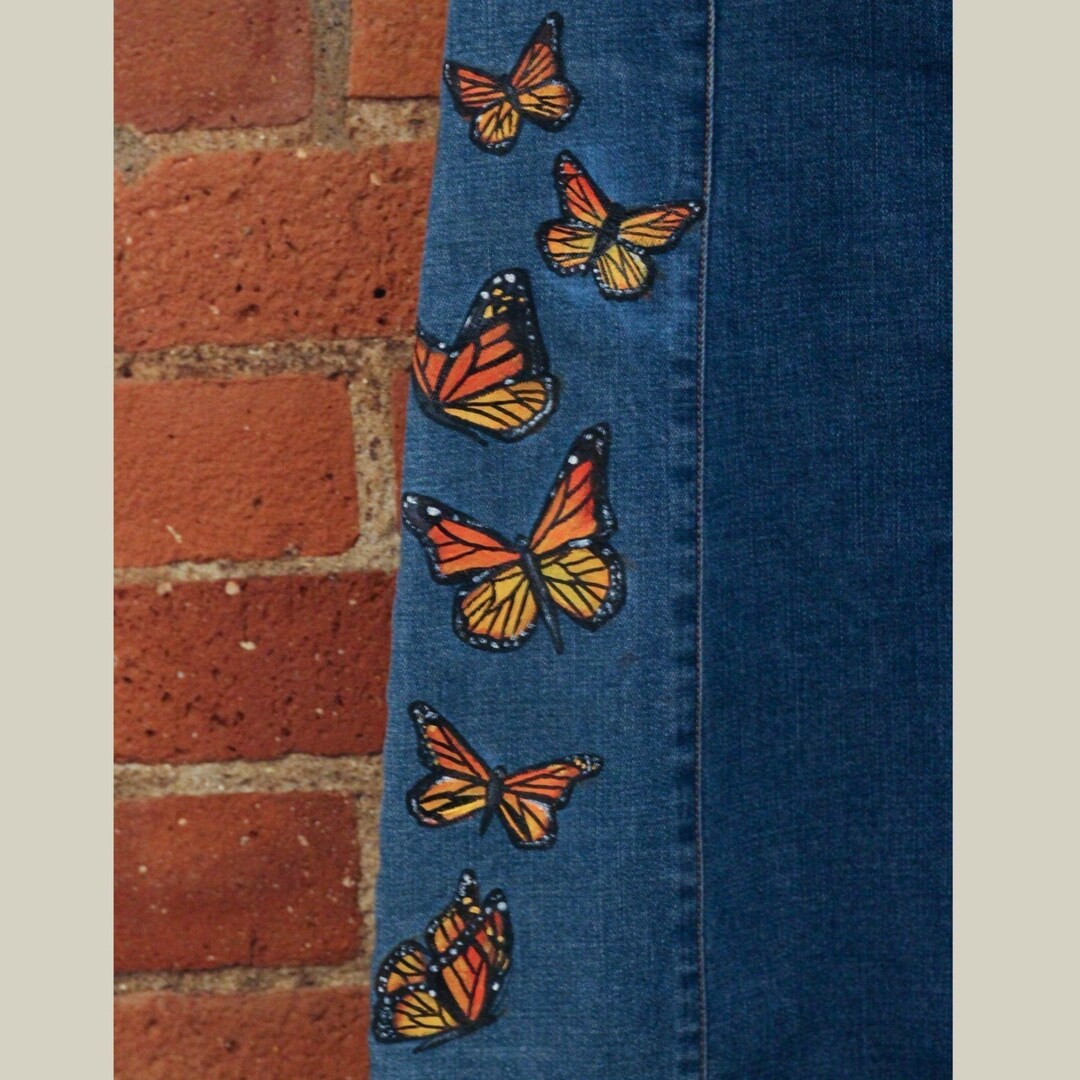Monarch Butterfly Denim Dress women's Small Etsy