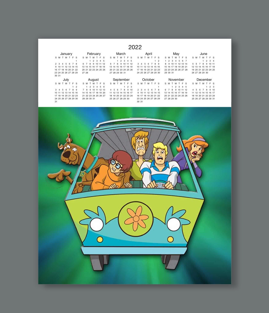 2022 Scooby Doo and the Gang Calender Poster 11x14 Etsy