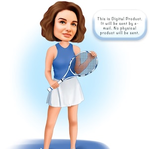 Caricatures de tennis personnalisées, Cadeau de sport personnalisé, Téléchargement numérique
