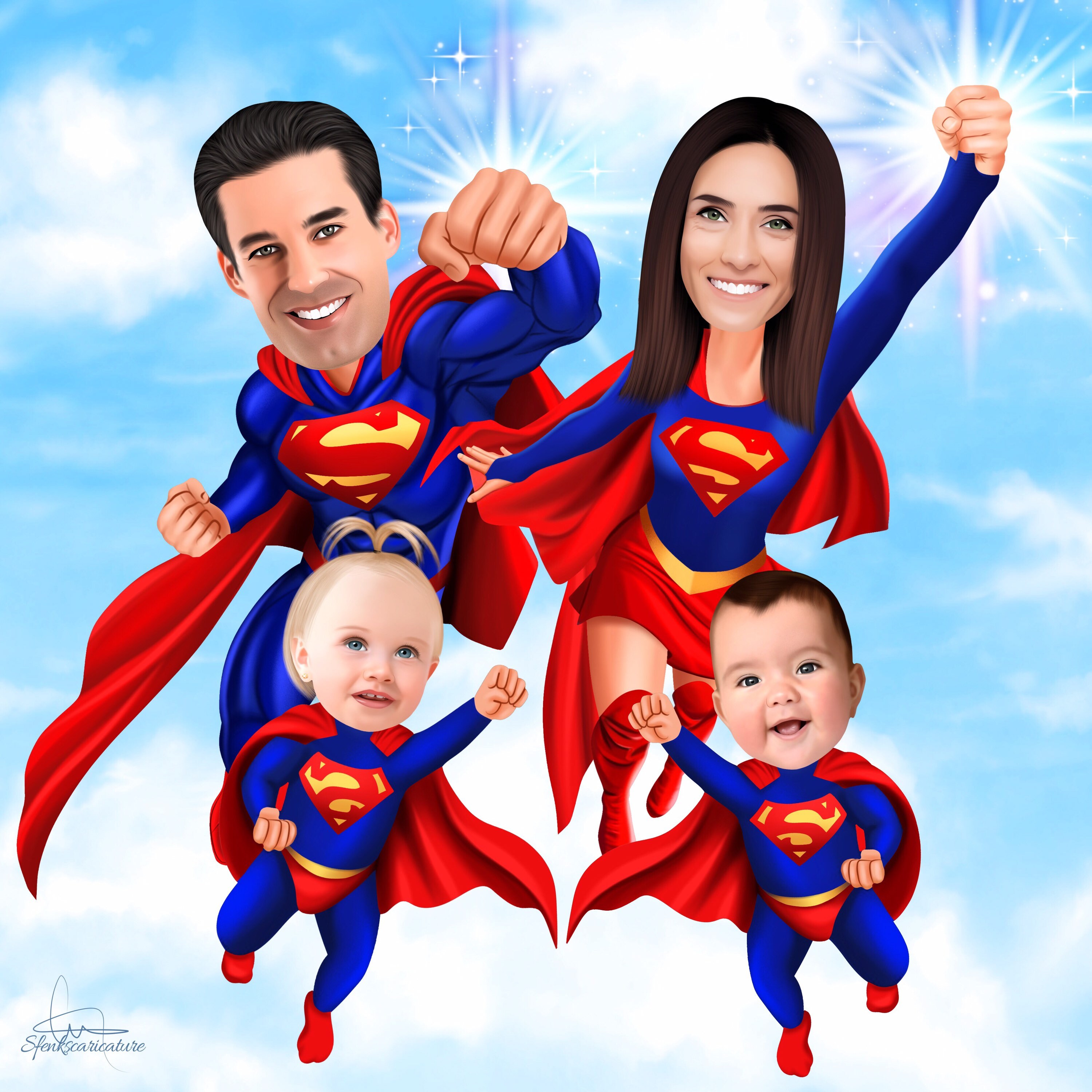 The Incredibles Family Portrait Personalized Superheroes Family Caricature Custom Cartoon Family Drawing Mother S Day Gift