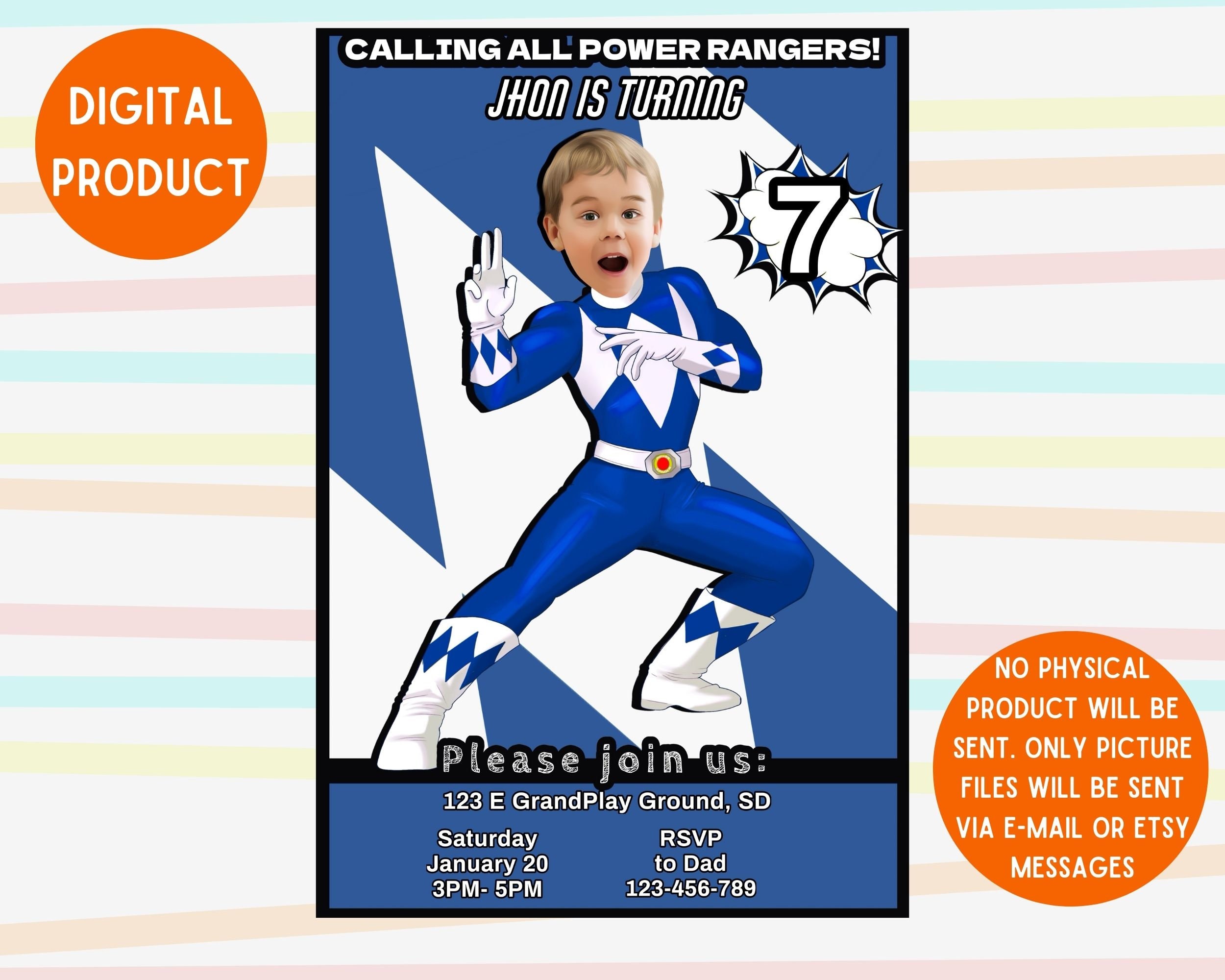 Power Ranger Birthday invitation Printable Birthday Invitation Digital Birthday Invitation Power ranger Invitation
