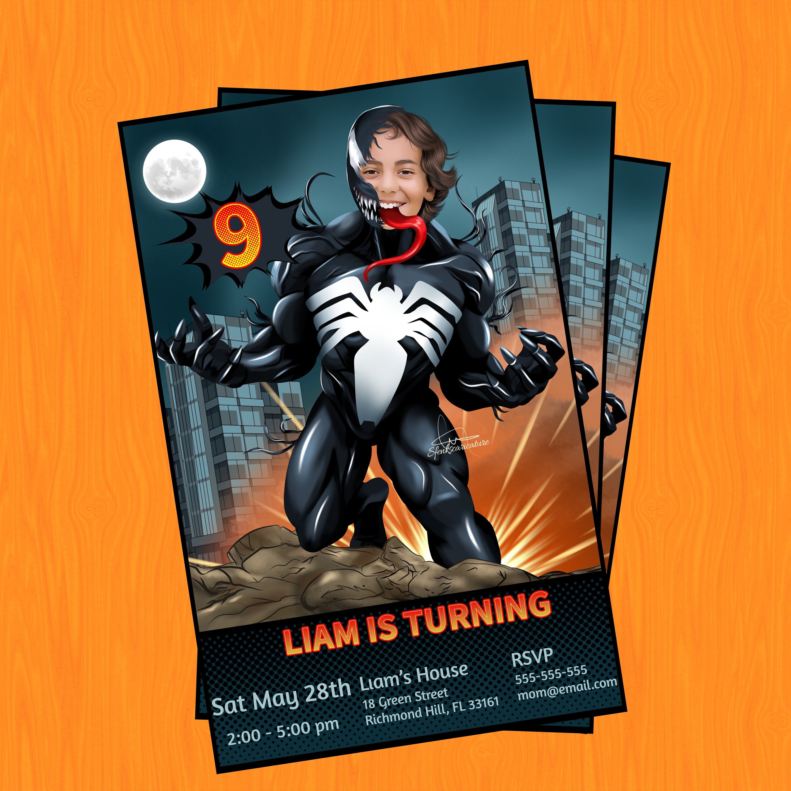 Venom Birthday Invitation Superhero Invitation Dark Venom Invitation 
